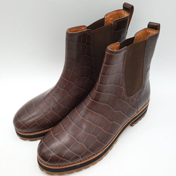 MADEWELL Ivy Chelsea Ankle Boot in Croc Embossed Leather Women's 8.5 - Picture 1 of 10